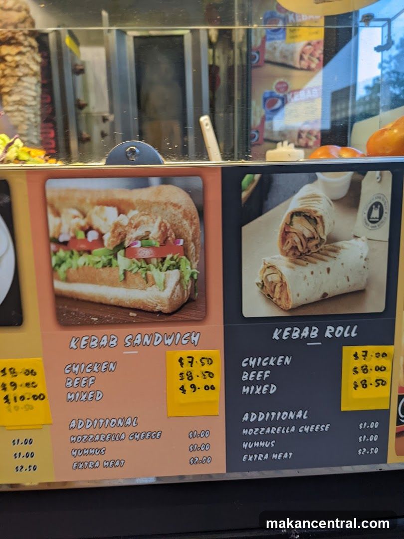 Kebab Sandwiches and Kebab Roll Menu