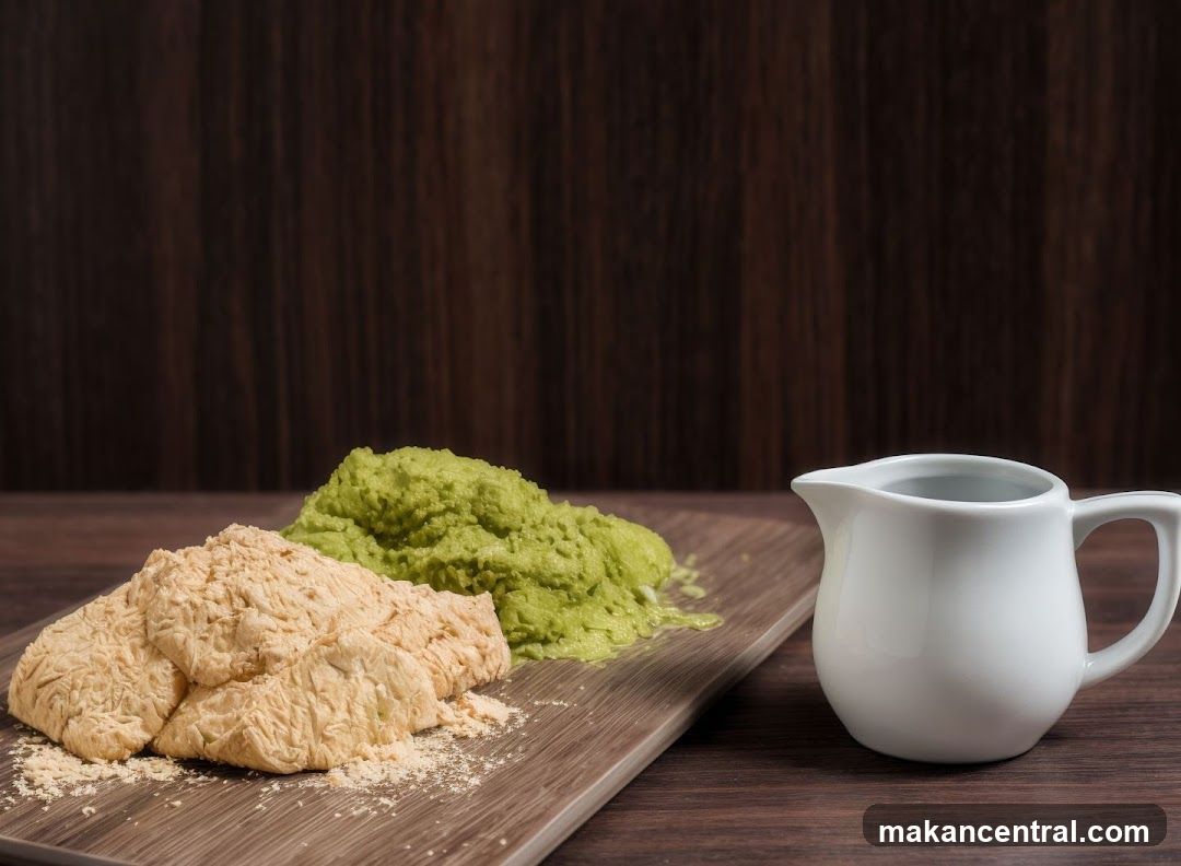 Food Presentation on Wooden Board