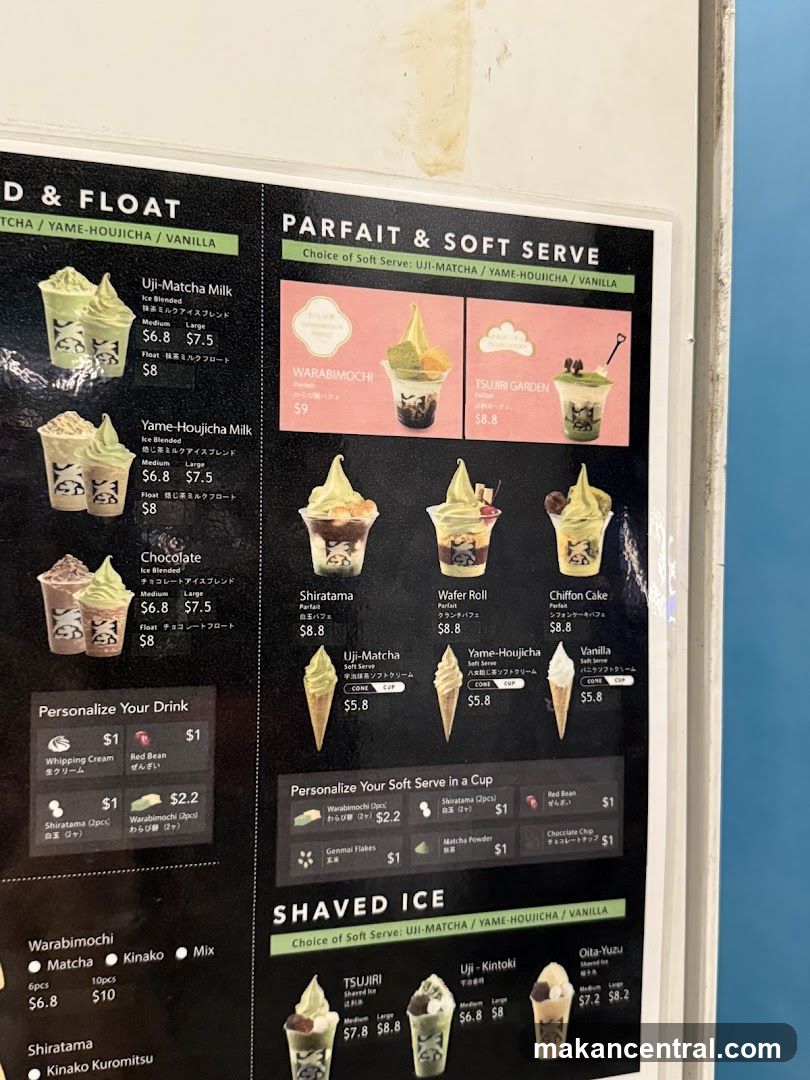 Ice Cream Menu