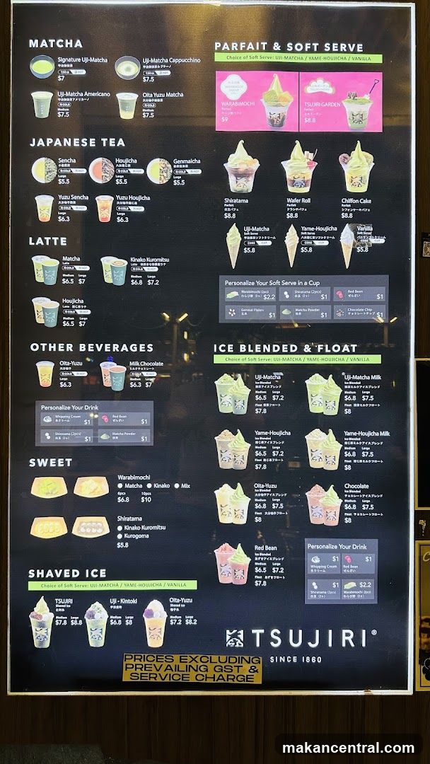 Tsujiri Menu Board