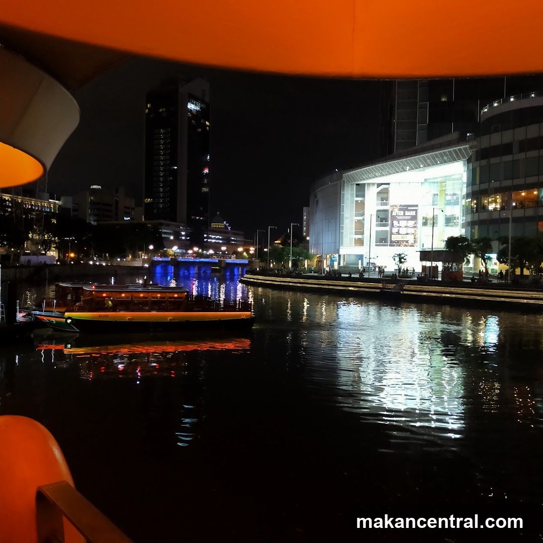Nighttime riverfront view