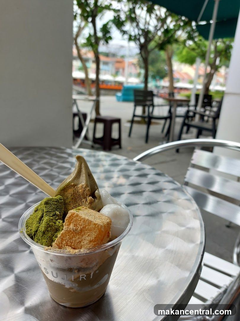 Matcha Dessert on Outdoor Table