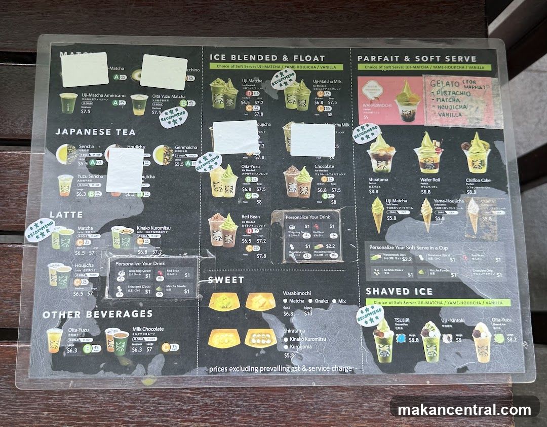 Tea Shop Menu