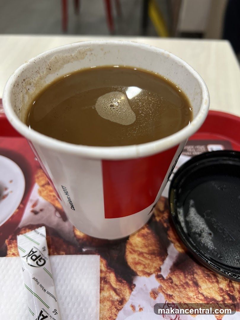 Cup of beverage on tray