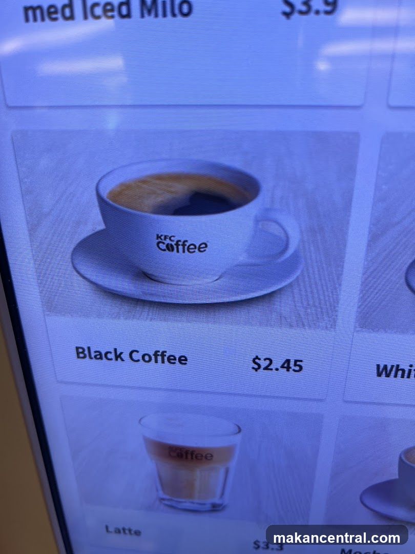 KFC Coffee Menu Display