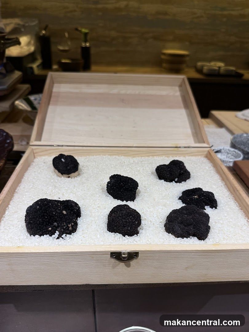 Truffles in wooden box