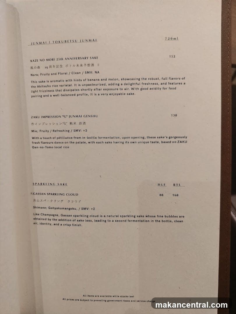 Sake Menu