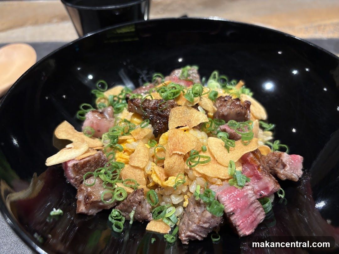 Food dish in black bowl
