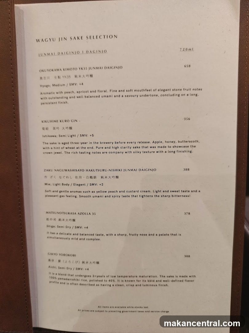 Wagyu Jin Sake Selection