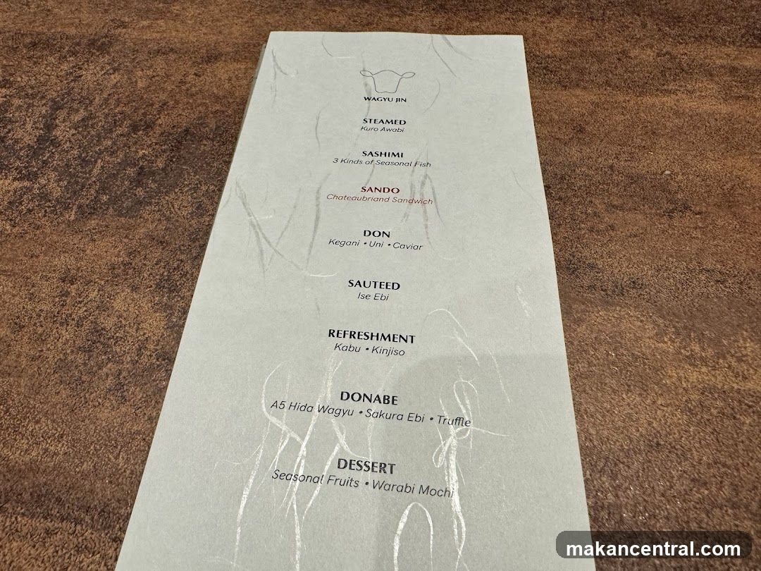 WAGYU JIN Menu
