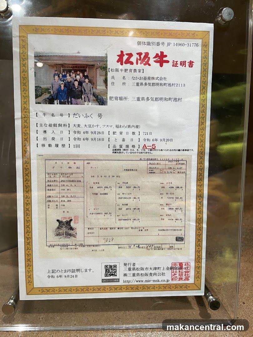 松阪牛証明書