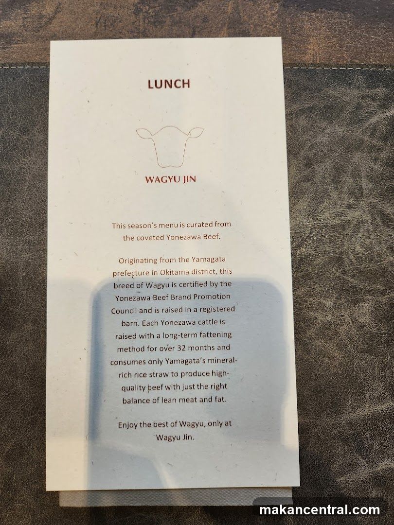 Wagyu Jin Lunch Menu Information Card