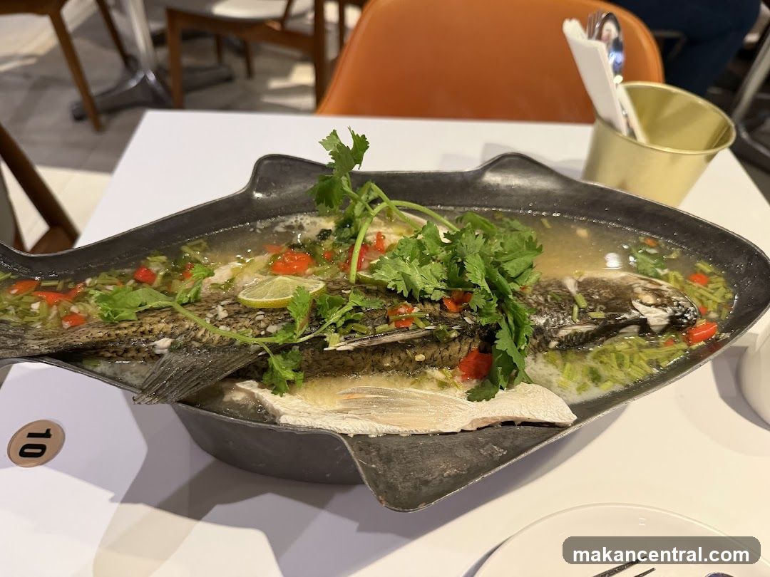Fish dish in fish-shaped serving tray
