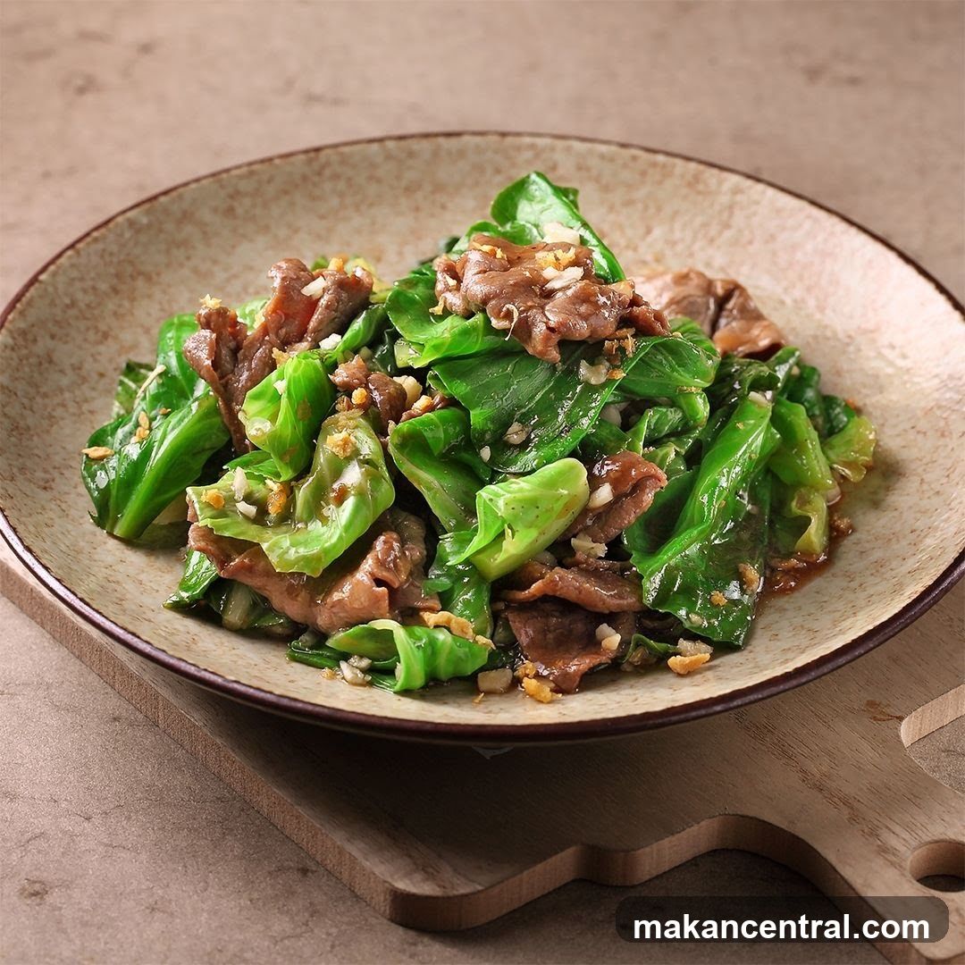 Stir-fried beef and greens