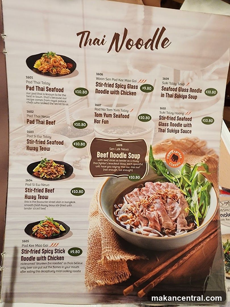 Thai Noodle Menu