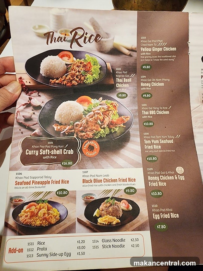 Thai Rice Menu