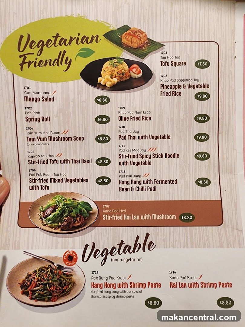 Vegetarian Friendly Menu Section