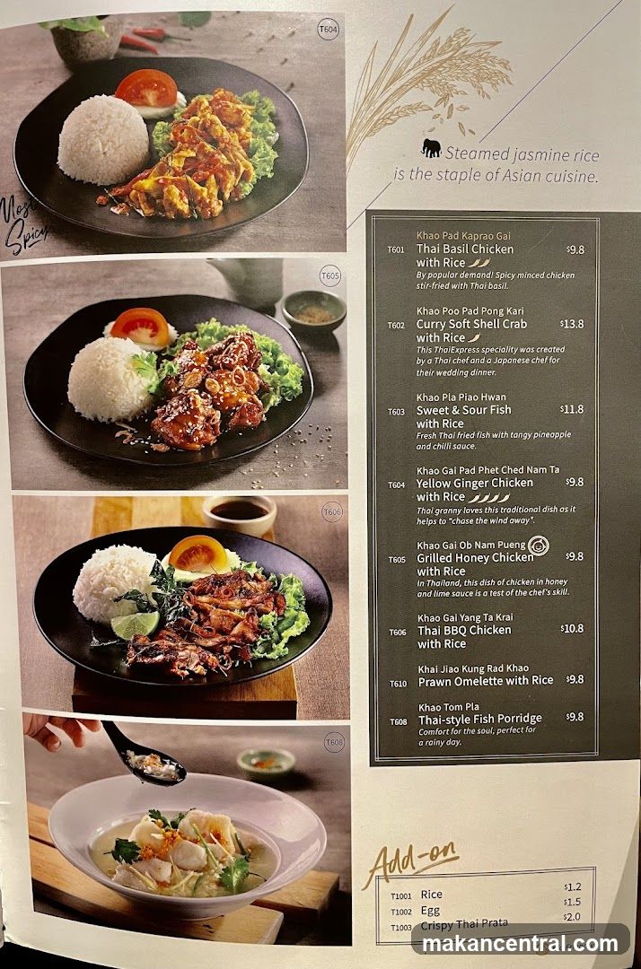 Thai Rice Menu