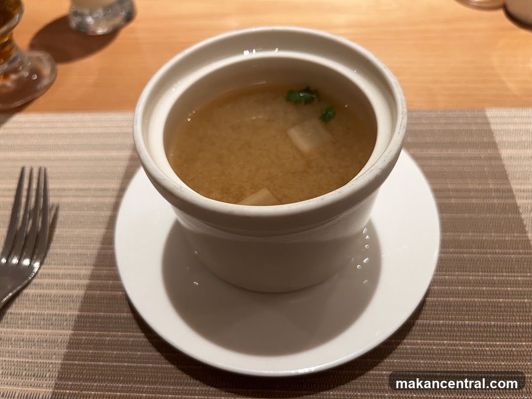 Soup served in a ceramic bowl