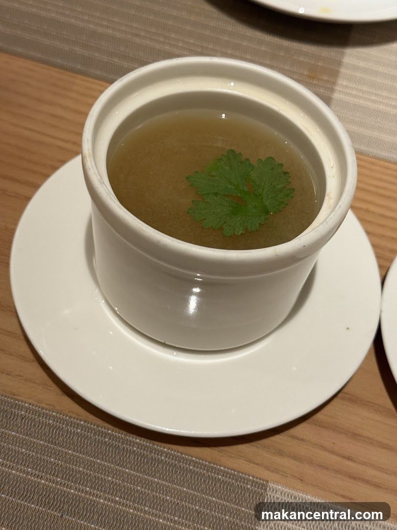 Soup in ceramic bowl