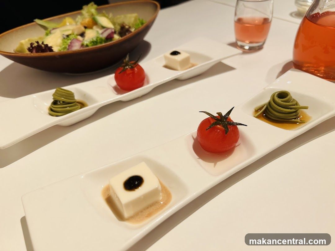 Dining Table with Appetizers and Salad