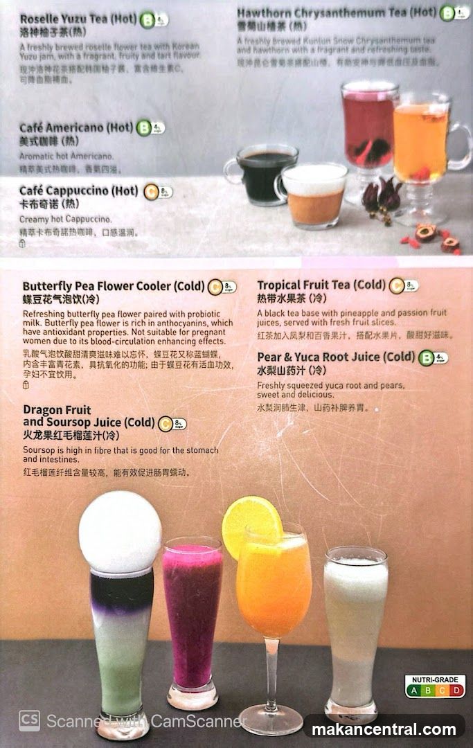 Tea and Juice Menu