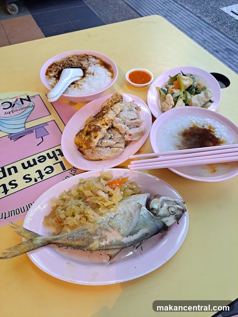 Food on a yellow table