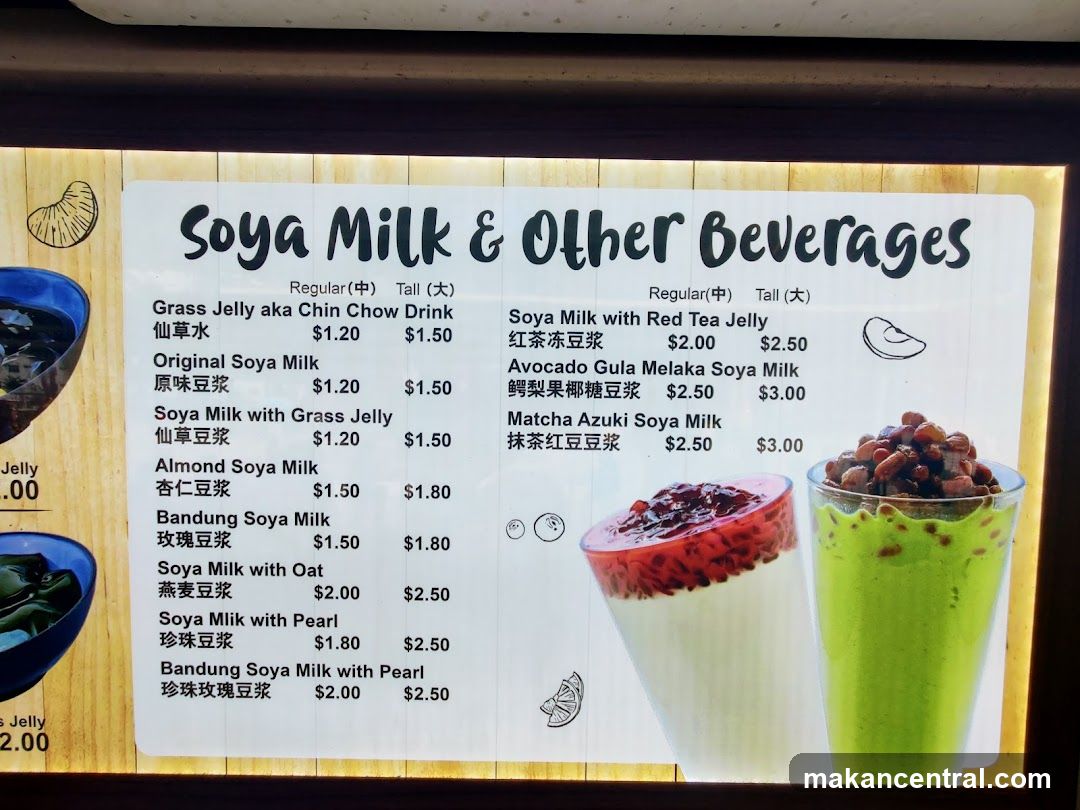 Soya Milk & Other Beverages Menu