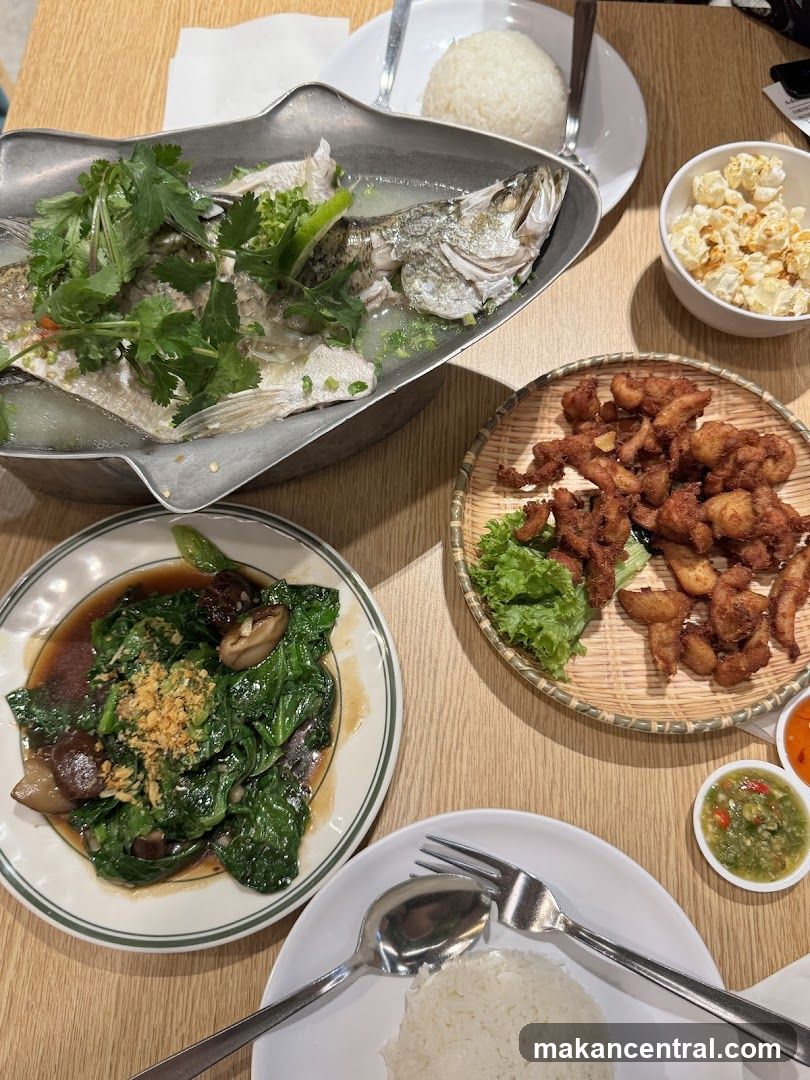 Table with Thai dishes