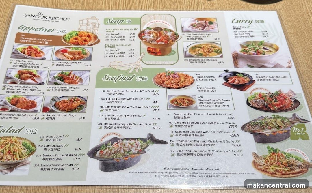 Sanoook Kitchen Menu