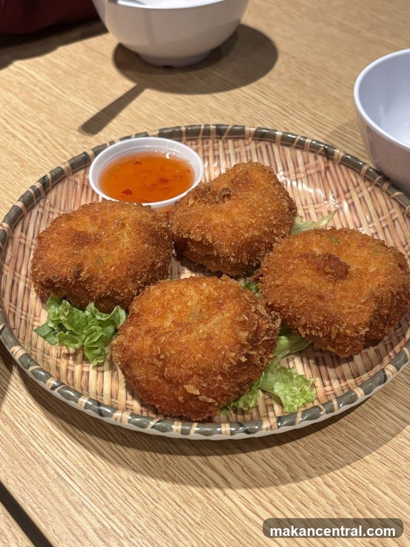 Food served on a woven tray