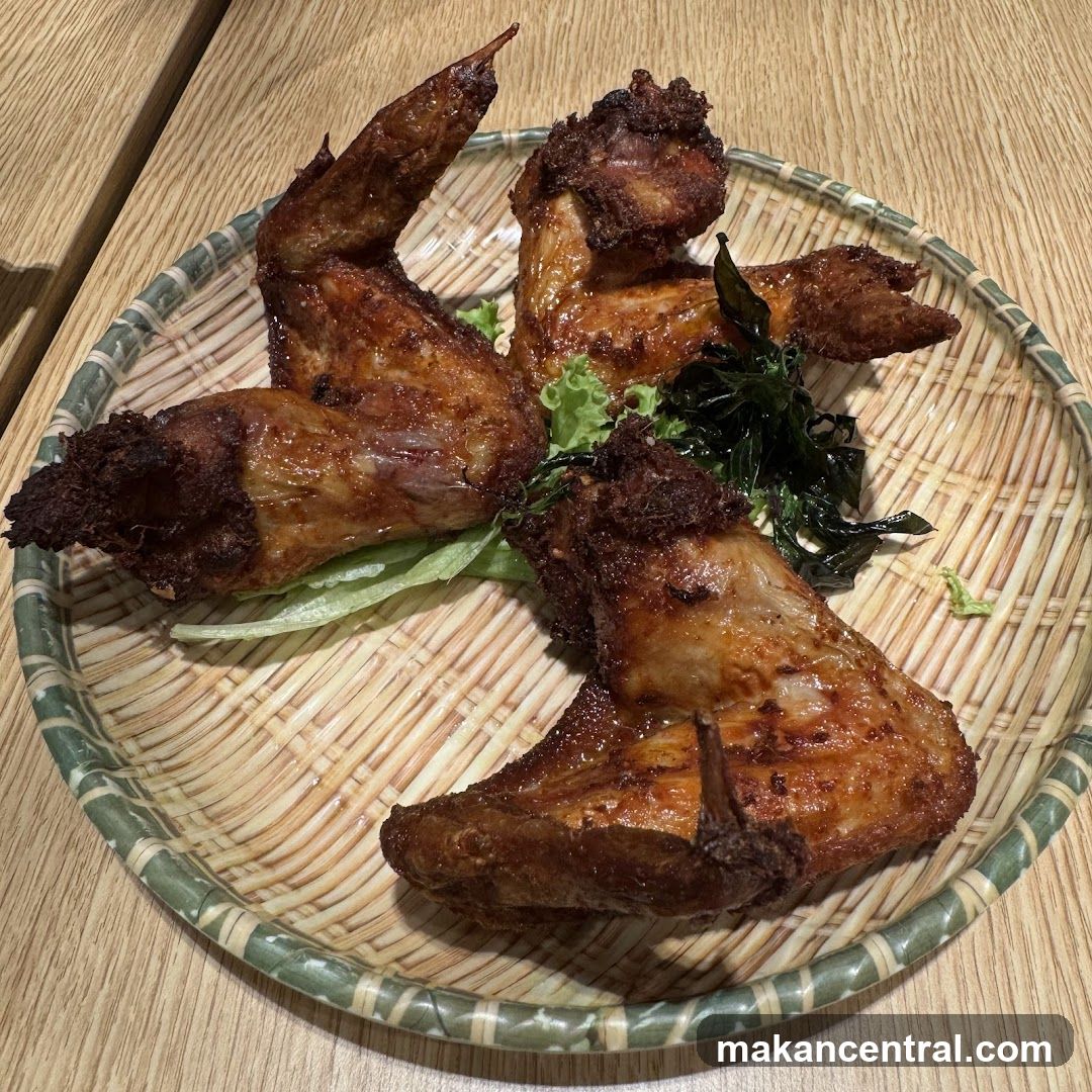 Grilled Chicken Wings on Woven Plate