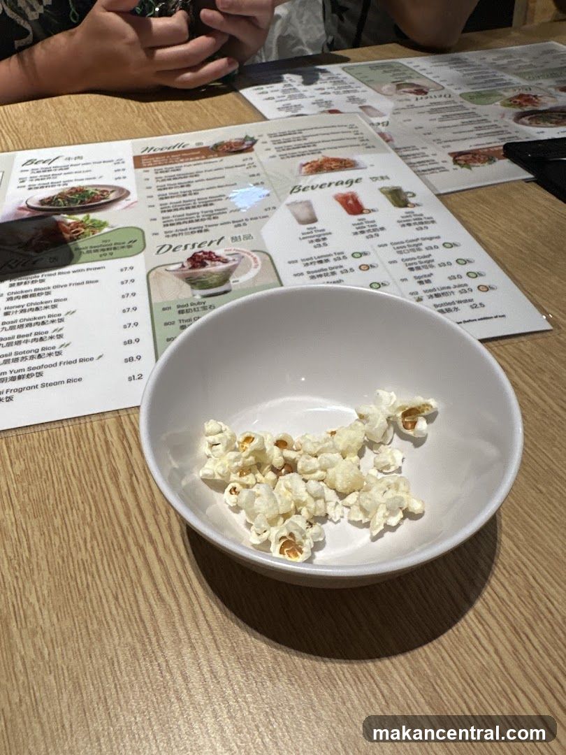 Table with Menu and Popcorn