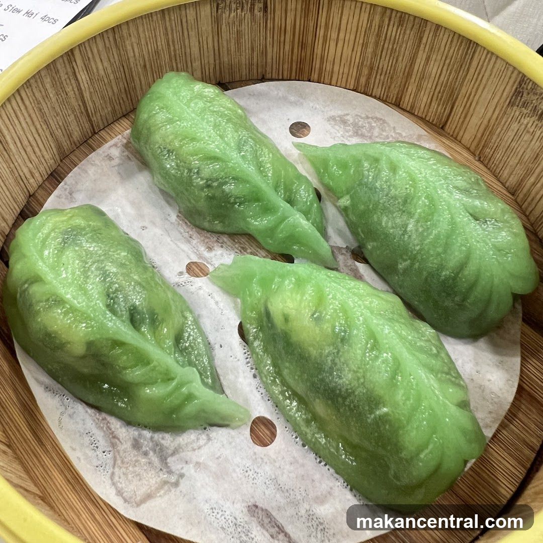 Green Dumplings in Steamer Basket