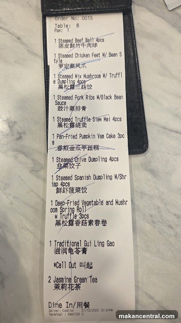 Restaurant receipt