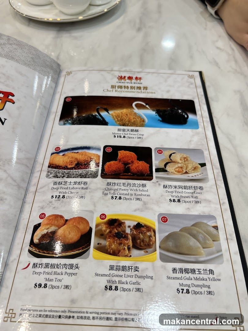Chef Recommendations Menu