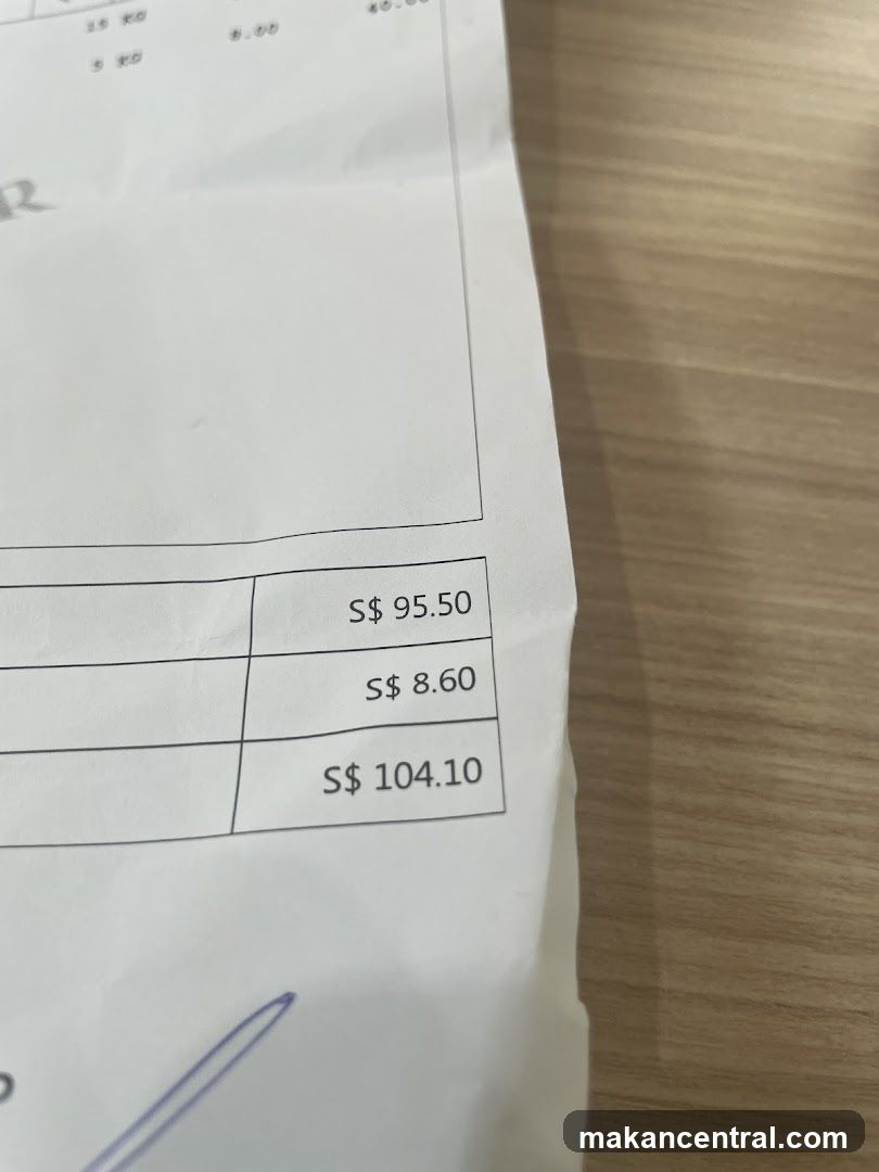 Receipt on wooden surface
