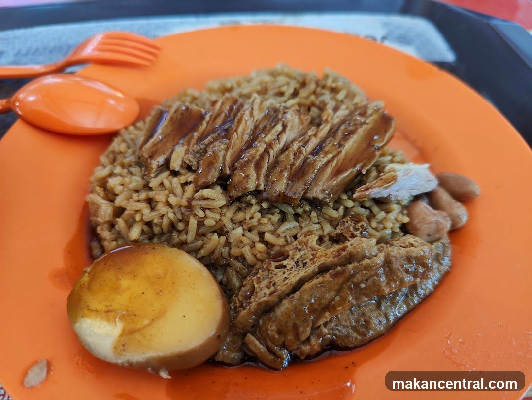 Food on orange plate