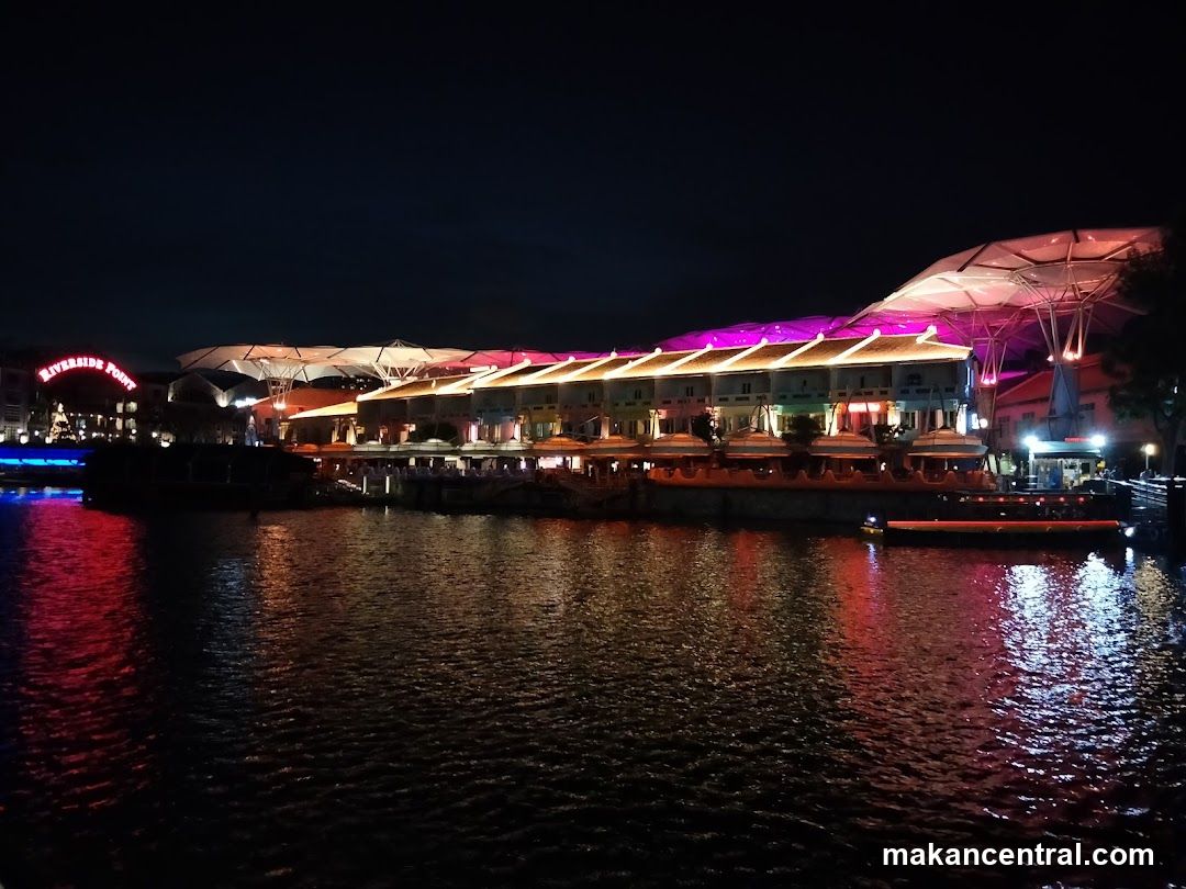 Nighttime waterfront view at Riverside Point