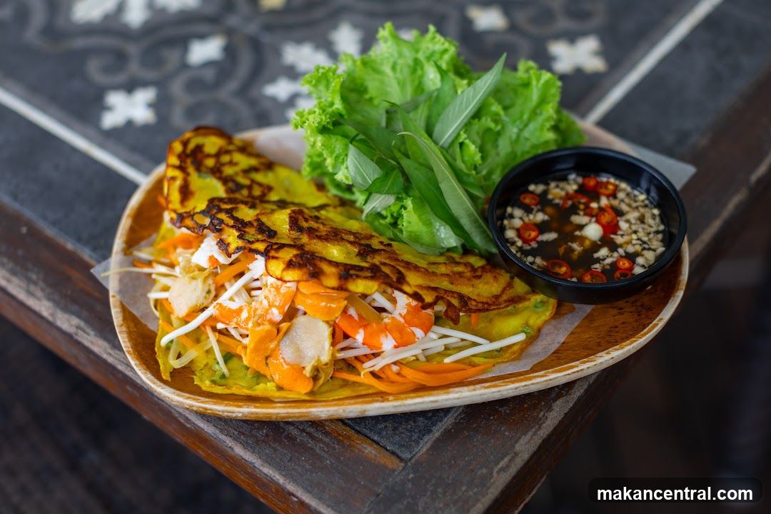 Vietnamese-style dish served on wooden plate