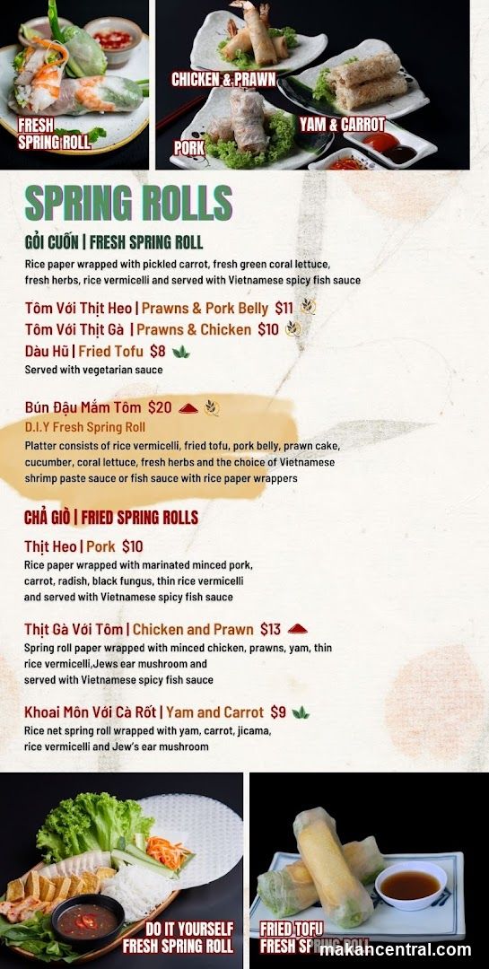 Spring Rolls Menu