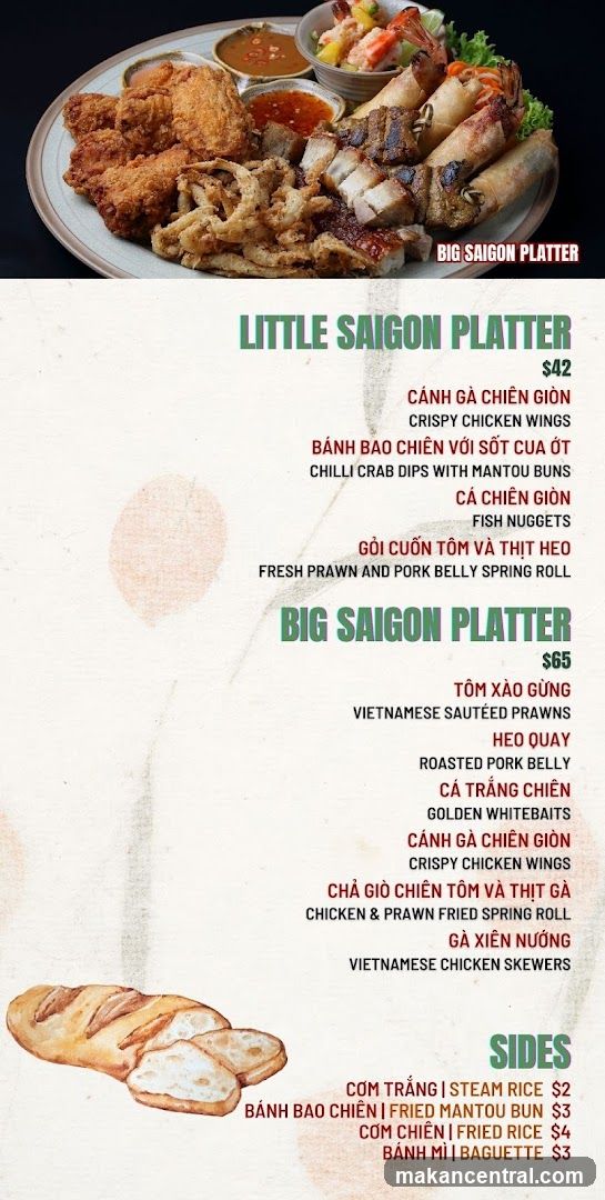 Saigon Platter Menu