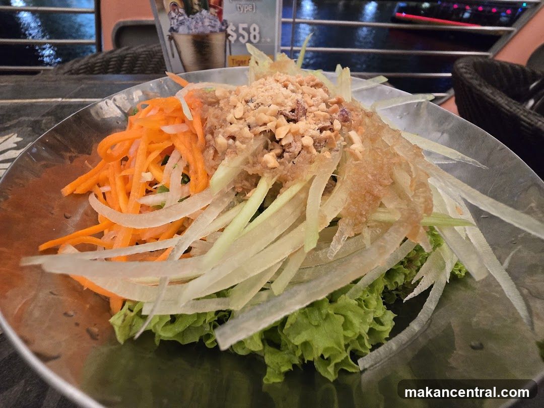 Salad dish on metal plate