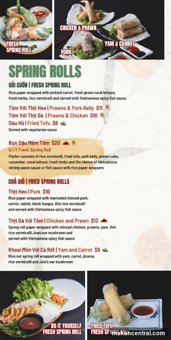 Spring Rolls Menu