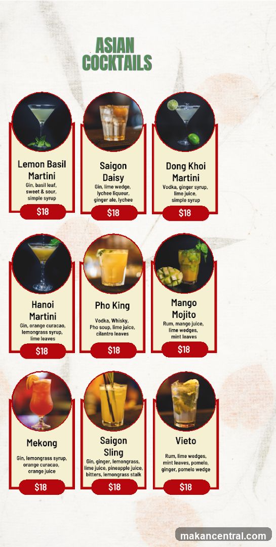 Asian Cocktails Menu