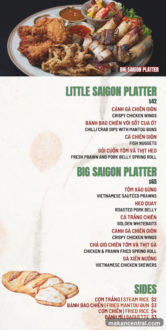 Saigon Platter Menu