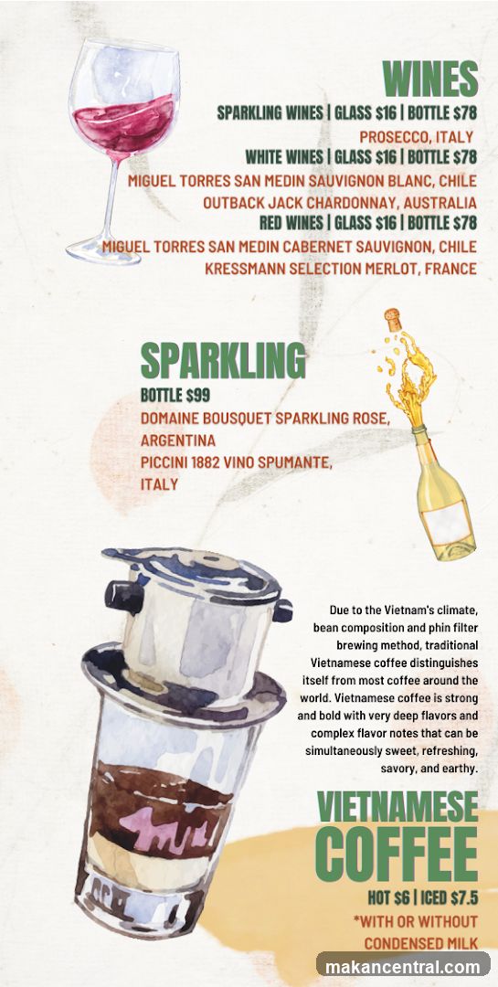 Wine and Coffee Menu