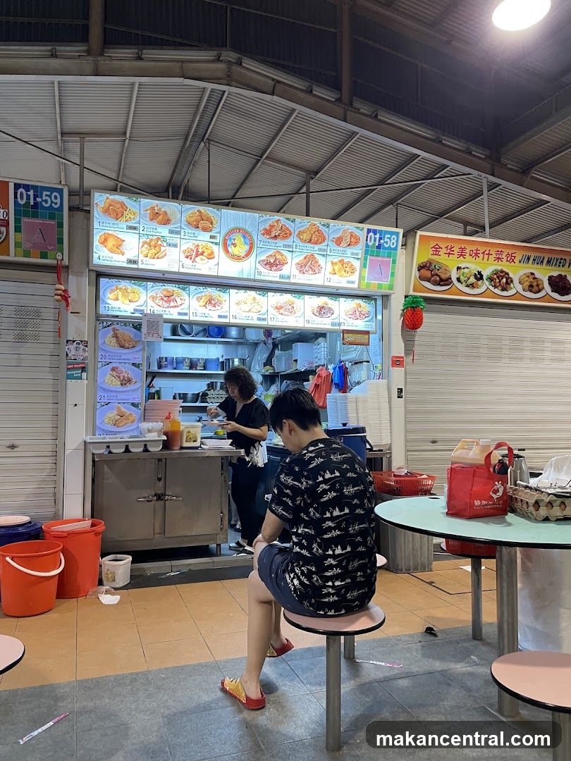 Food stall interior at night