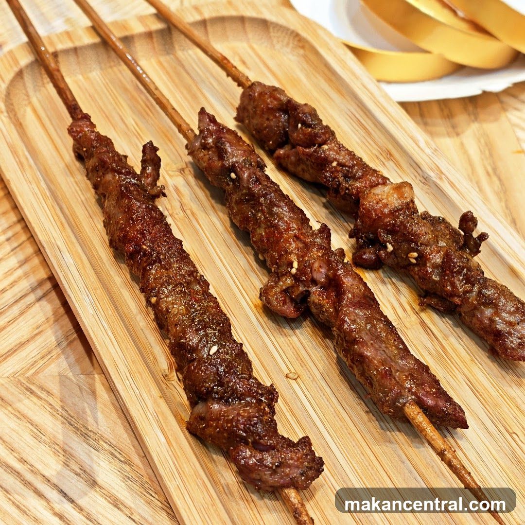 Grilled Skewers on Wooden Board