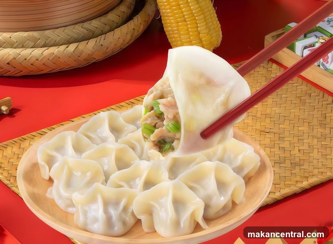 Dumplings with chopsticks